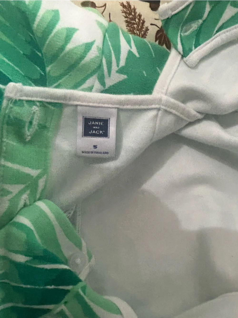 Janie and Jack White Dress with Green Leaf Print